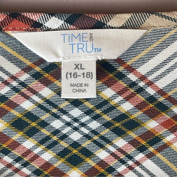 Time and Tru Plaid Ruffle Sleeve Tank Top XL - Picture 9 of 11